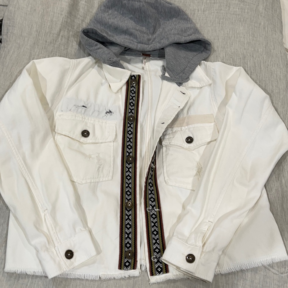 Free People distressed hooded jacket